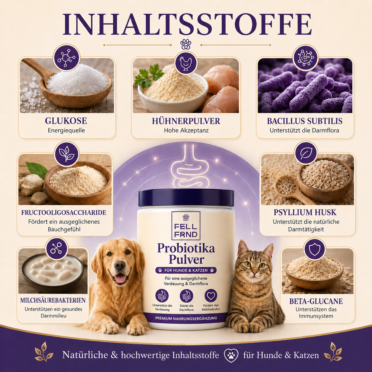 Magen-Darm Topping - 10-in-1 Probiotika Futtertopping | Gegen Sodbrennen, Durchfall & Grasfressen
